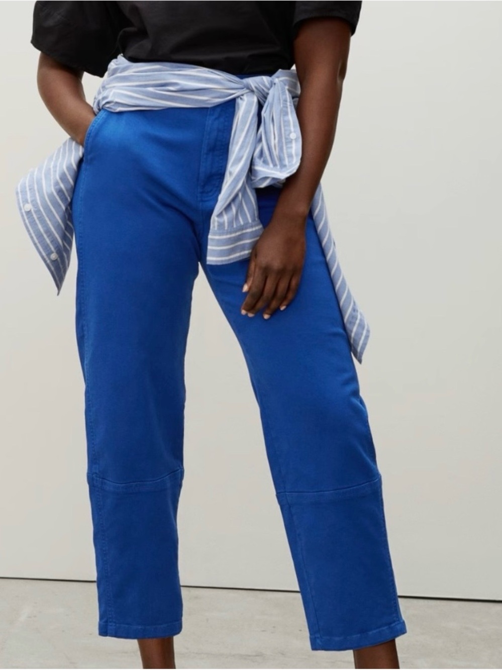 Everlane The Utility Barrel Pant Cornflower Royal Blue High Rise Crop Twill Size